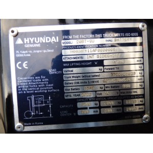 NEW HYUNDAI 3 WHEEL ELECTRIC COUNTERBALANCE FORKLIFT